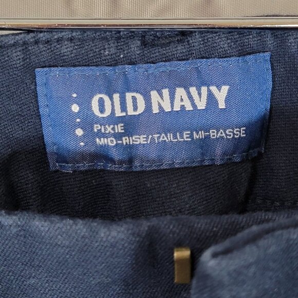 Old Navy Pixie Mid Rise Cropped Pant Womens 8 Regular Navy Flat Front Pant Work - Picture 2 of 5